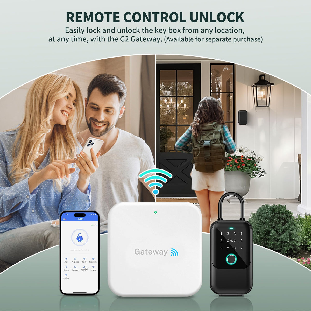Moquin Smart Key Lock Box, TTLock APP Control, Fingerprint, Manual Keys, Access Card, EKey and Passcode Unlock, Electronic Bluetooth Wireless Lock Box for Airbnb Realtor House Office