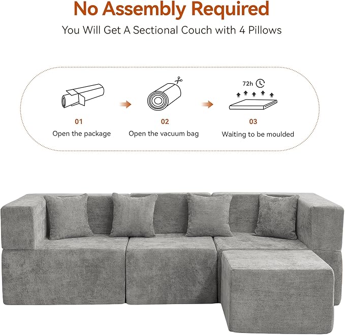 MONVANE 103'' Modular Sectional Sofa, Cloud Sectional Couch