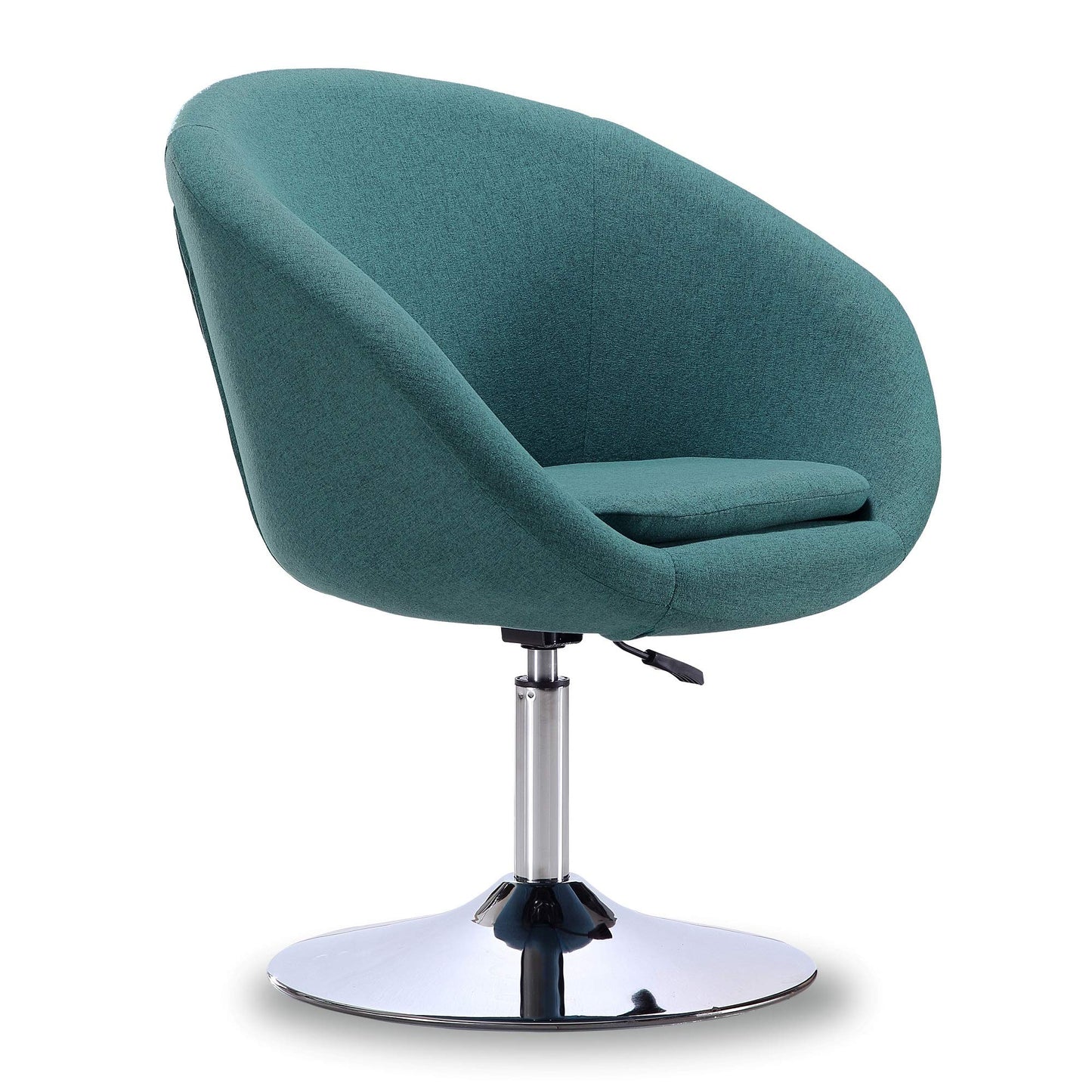Manhattan Comfort Hopper Adjustable Swivel Accent Chair with 360° Turn, Upholstered Seat, Polished Chrome Base, Modern Bowl Design for Home Office and Living Room, Sky Blue