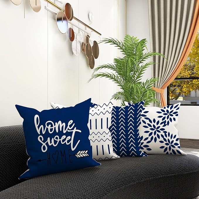 YCOLL Pillow Covers 18x18 Set of 4, Modern Sofa Throw Pillow Cover, Decorative