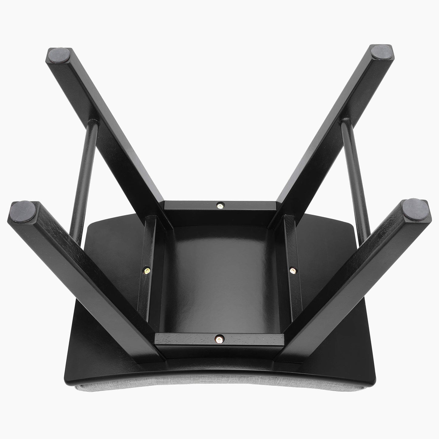 URFORESTIC Oak Wood Vanity Stool, Modern Makeup Dressing Stool with Concave Seat Surface,Capacity 300lb, Easy Assembly (Black)