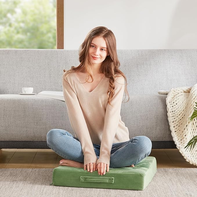 Codi High Density Foam Floor Pillow 2 Sets, Large Meditation Cushions Seating