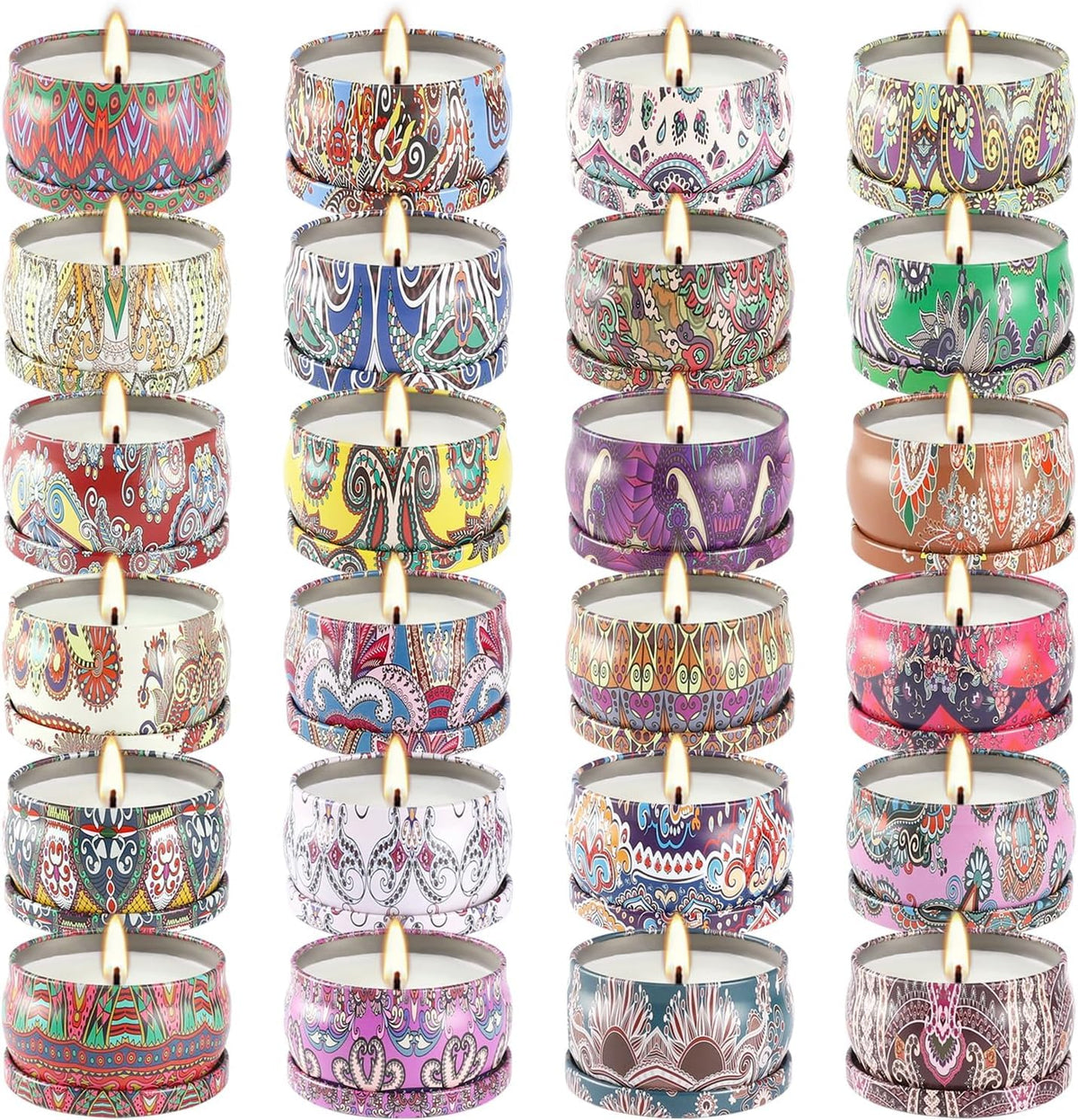 WPONSZU Scented Candles Gifts Set 24 Pack Soy Wax Travel Tin Jar Candles for Home 2.5 OZ jar Candles for Mom for Christmas, Birthday, Thanksgiving, Mother's Day