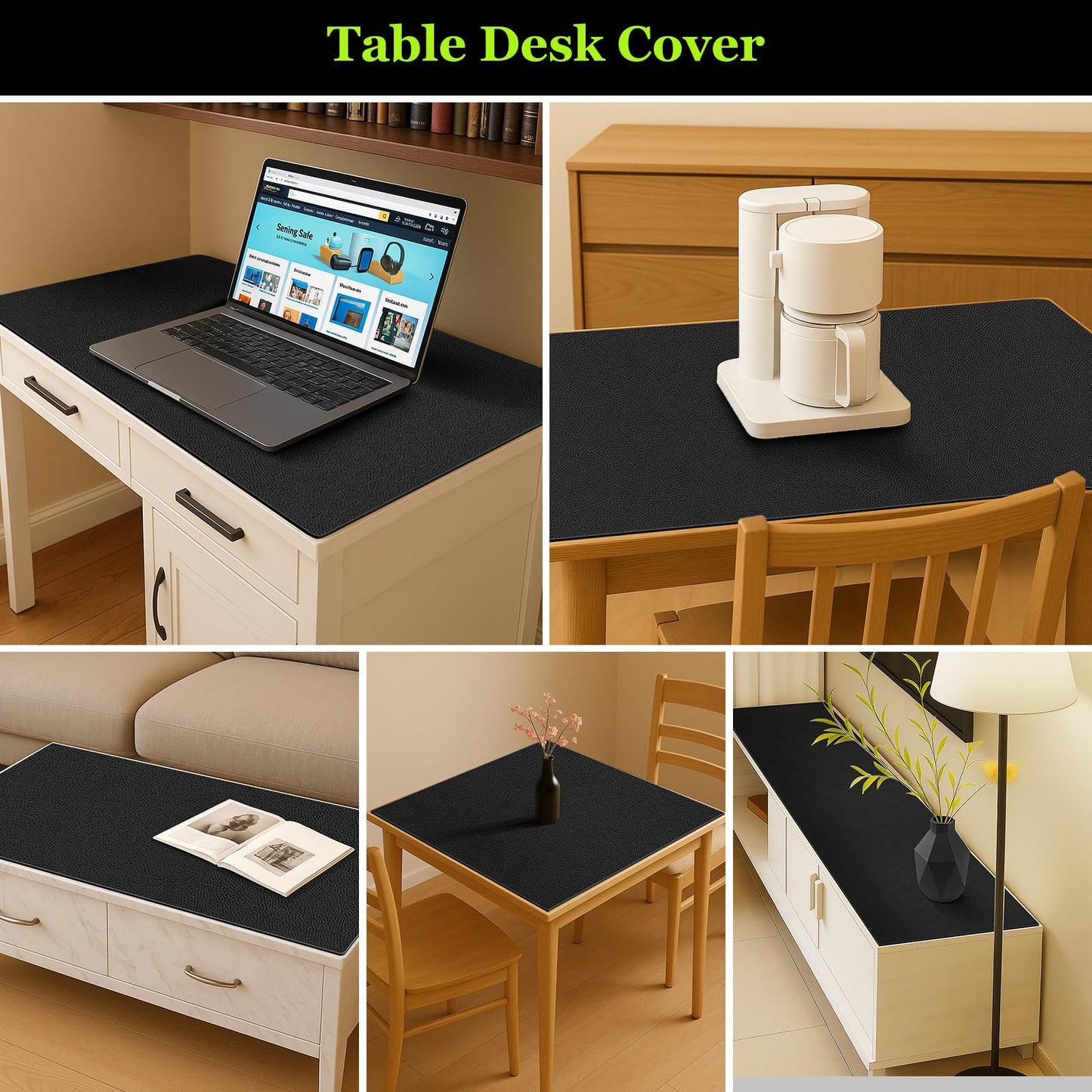 Warmstar Leather Table Cover 18 x48 Inch, 1.8MM Thick PVC Table Protector Waterproof, Desk Cover Protector Non-Slip Table Pad for Kitchen, Dresser, Gaming Desk,Dining Room Table