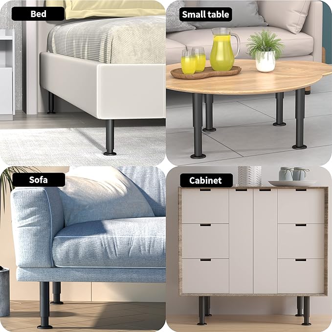 Wlrrcwdttc 8 Pcs Metal Adjustable Furniture Legs 3.15-4.72 inch, Adjustable