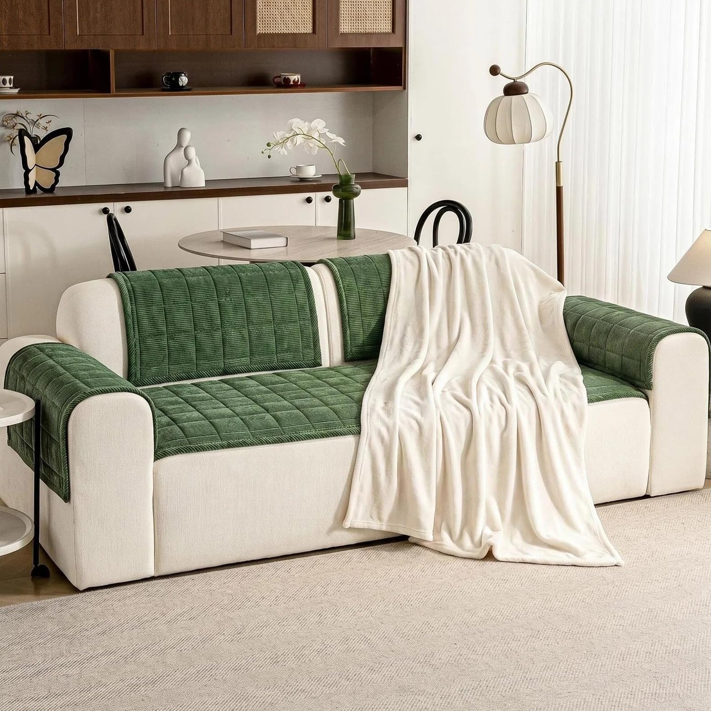 PJLZJFBY Couch Covers for Dogs Washable, 27.6"x82.7" Non Slip Couch Covers for Loveseat Sofa Pet Friendly, Soft Fuzzy Sofa Covers for Pet, Dog Couch Cover Furniture Protector(1PC,Green)