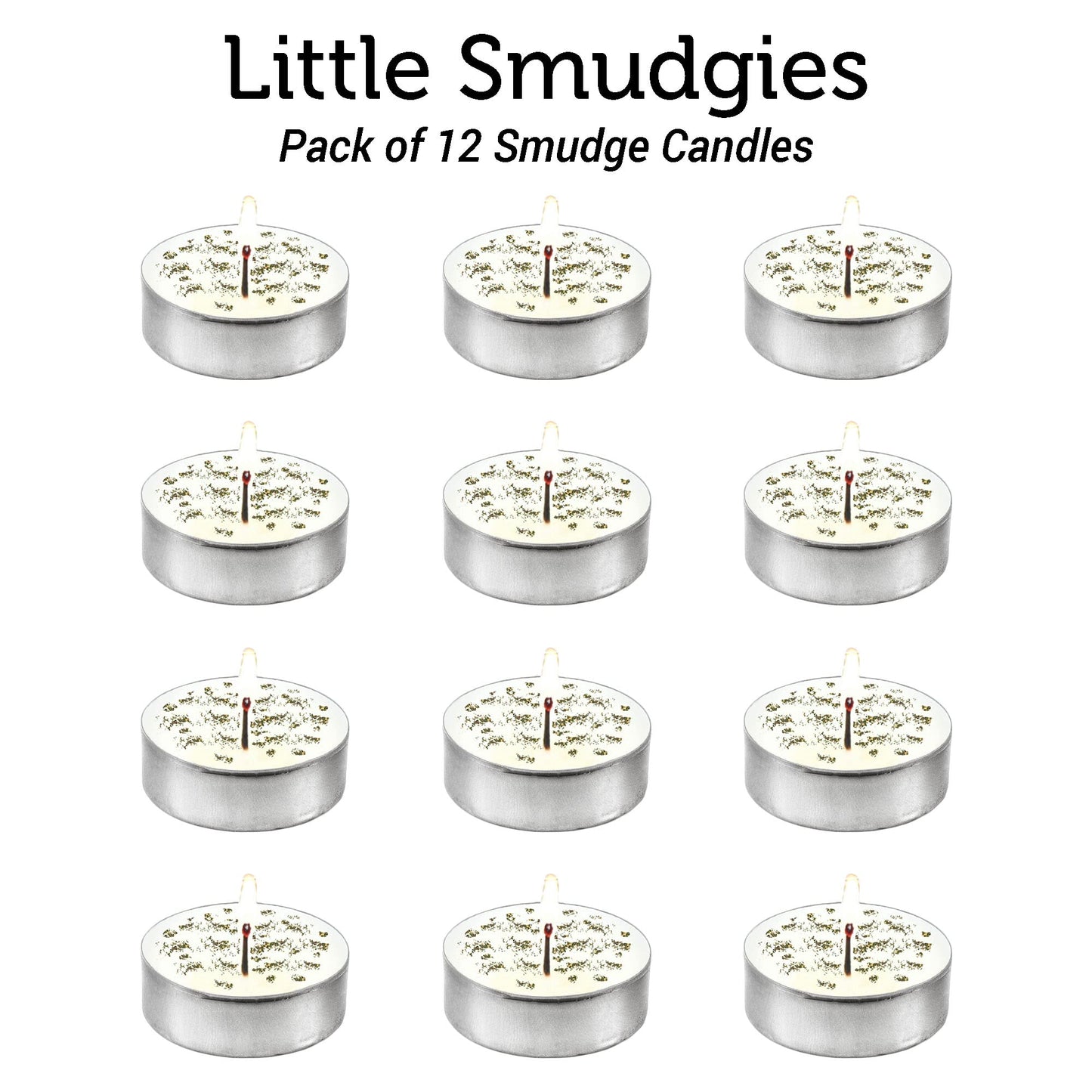 SOUL STICKS 12 Pack Little Smudgies Tealight Candles Smudge Candle for Cleansing House, Meditation, Chakra Healing | Made with Crystals and Herbs (7 Chakra)