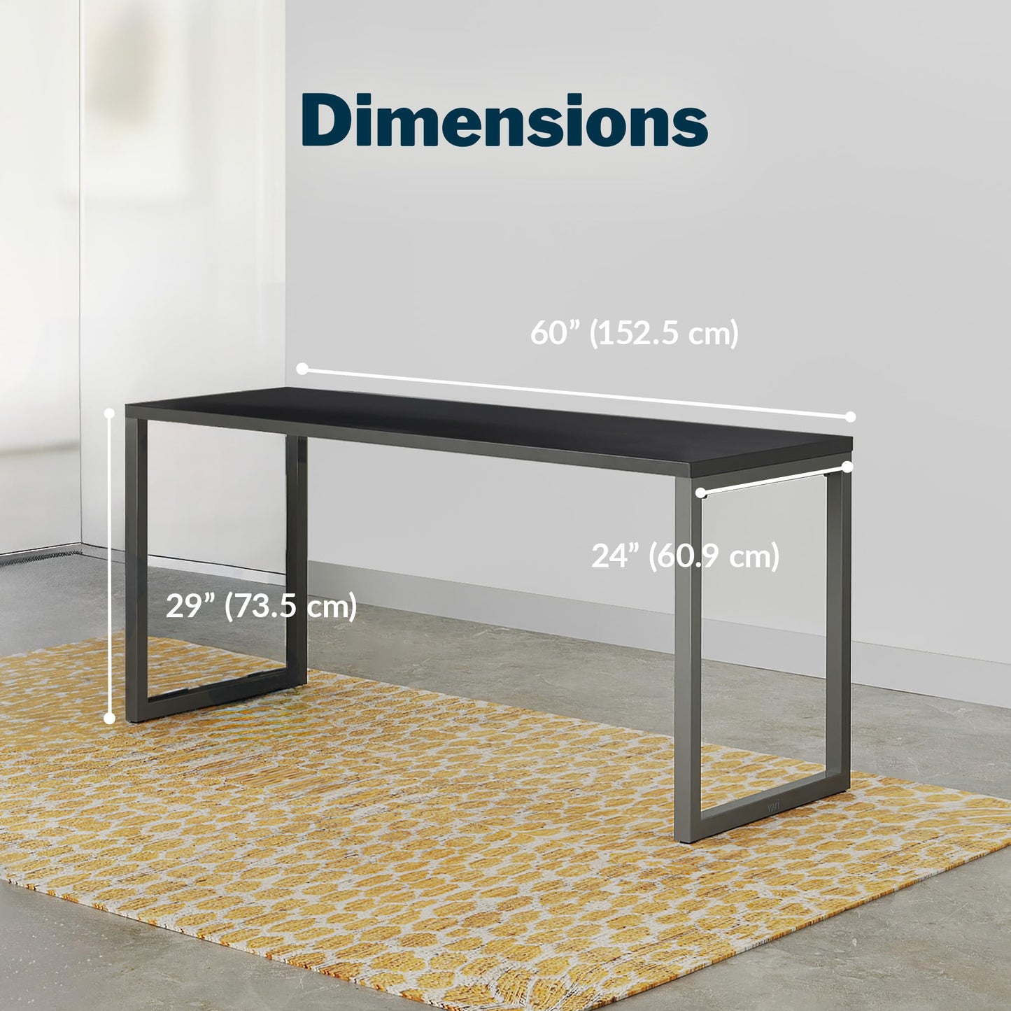 Vari Table 48x24 Office Desk – Modern Computer Desk & Workstation for Home Office or Commercial Workspace, 300 lb Capacity (Reclaimed Wood/Black)