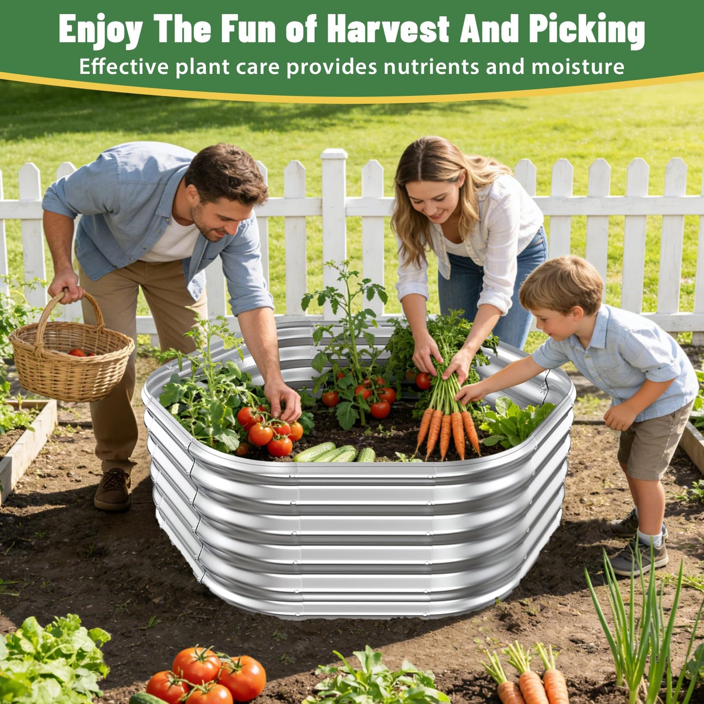 VAMFUTRE Hexagon Raised Garden Bed, 48 Inch Diagonal & 16.5 Inch Tall, Galvanized Steel Planter Box with Wave-Shaped Metal Panels for Outdoor Flower,Tree,Herb & Vegetable Garden (Silver, 4FT X 1.5FT)