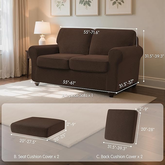 SUBRTEX 5 Pieces Stretch Sofa Slipcover Sets Couch Cover Sets Backrest Cushion