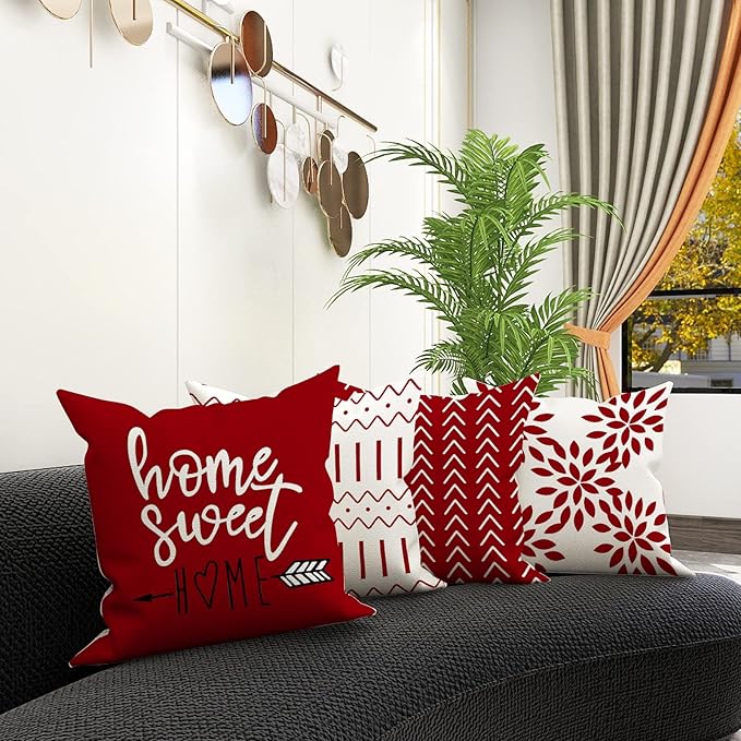 YCOLL Christmas Pillow Covers 20x20 Set of 4, Modern Sofa Throw Pillow Cover