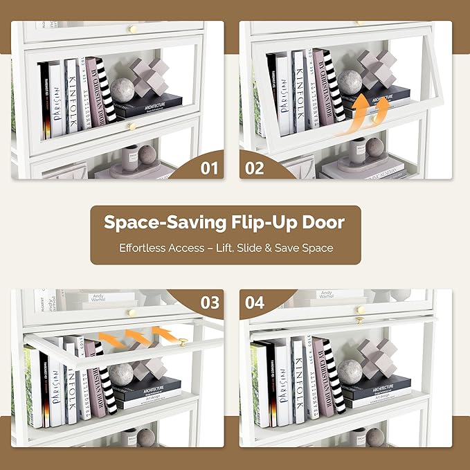 Display Cabinet with Acrylic Glass Doors, 3-Tiers Curio Cabinet with LED