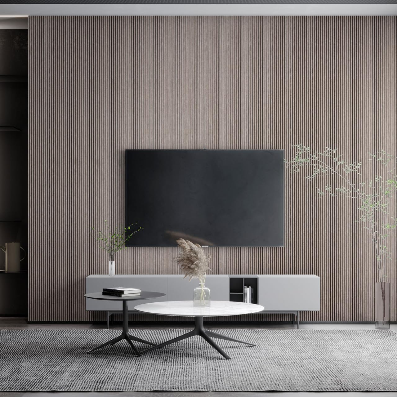 From Plain To Beautiful In Hours MG-2009-SAM-2p Rounded Mini Wood Slat Walls, Ash, 3 in x 12 in Sample (Pack of 2)