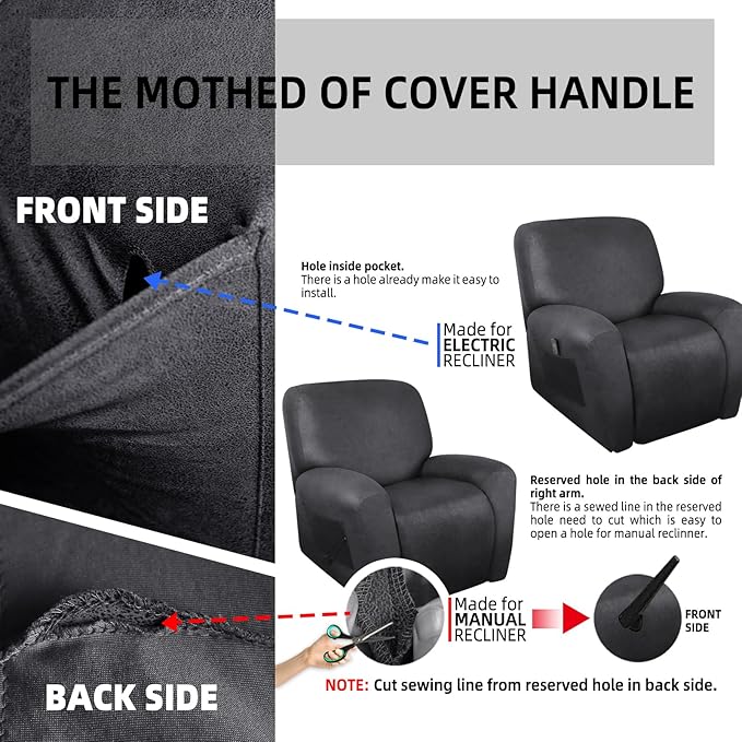 ANARACHON Recliner Chair Covers Leather Like, 4 Pieces Recliner Cover