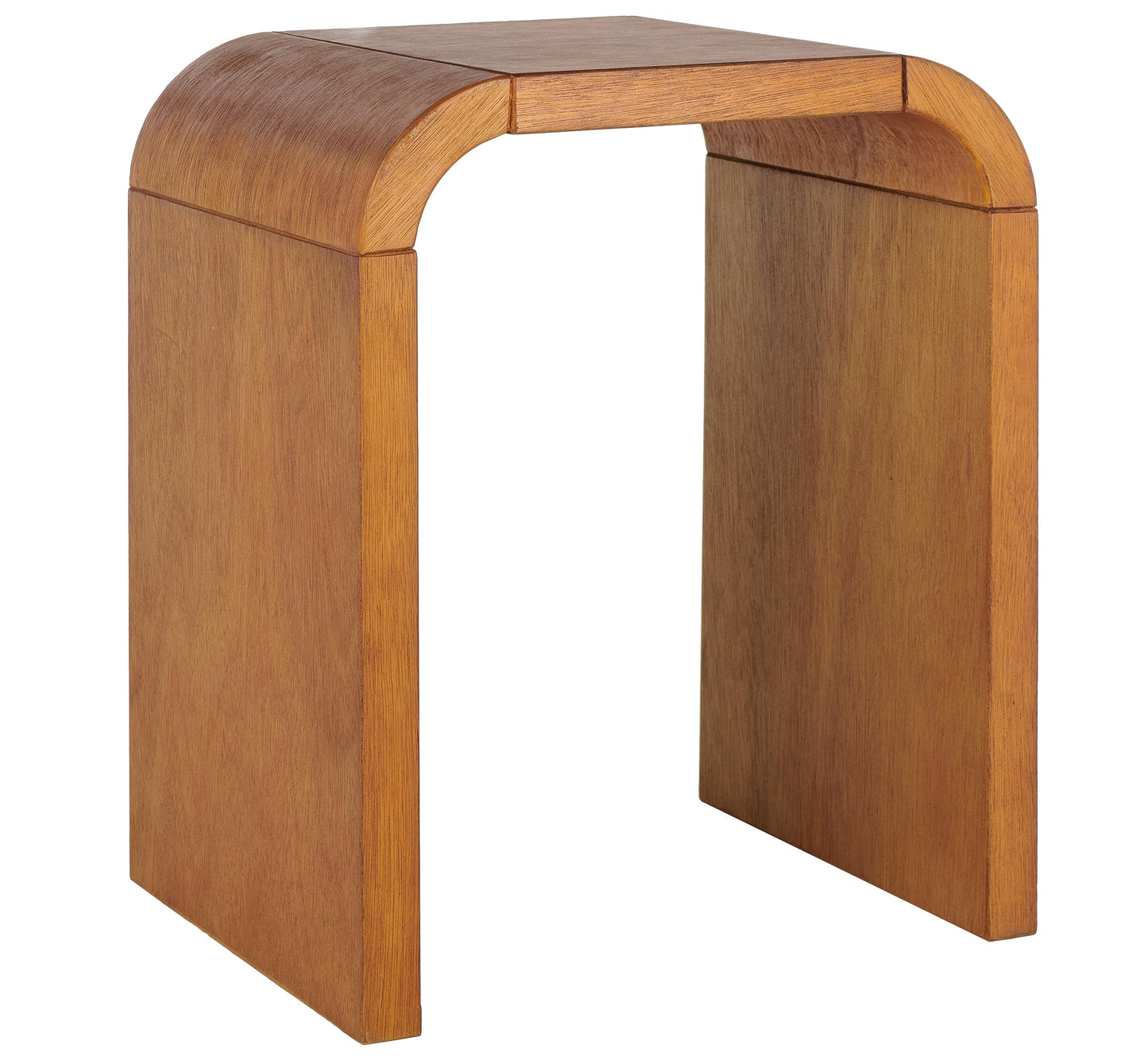 SAFAVIEH Home Collection Liasonya Natural Brown Waterfall Curved Side End Accent Table for Living Room Bedroom (Fully Assembled)