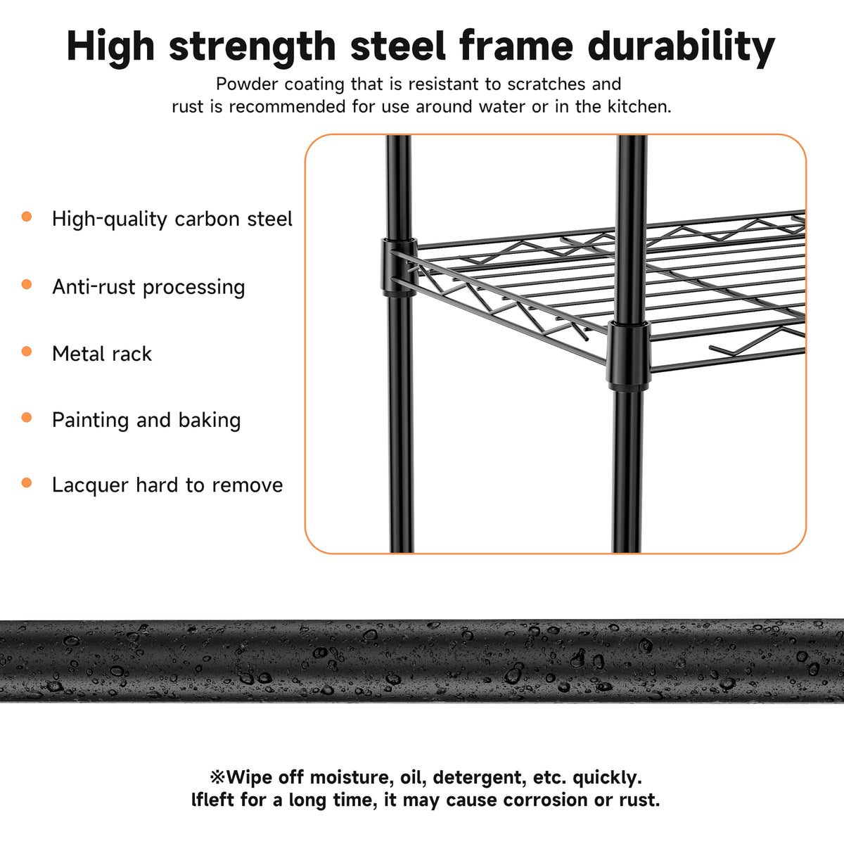 IZEUK 4 Tier Metal Wire Shelf Unit, Black Storage Rack Organizer for Kitchen, Bedroom, Living Room or Laundry Room, 17.7" W x 11.8" D x 41.9" H