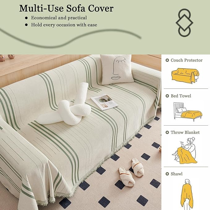 DREAMINGO Couch Cover Reversible Chenille 3 Seat Sofa Covers