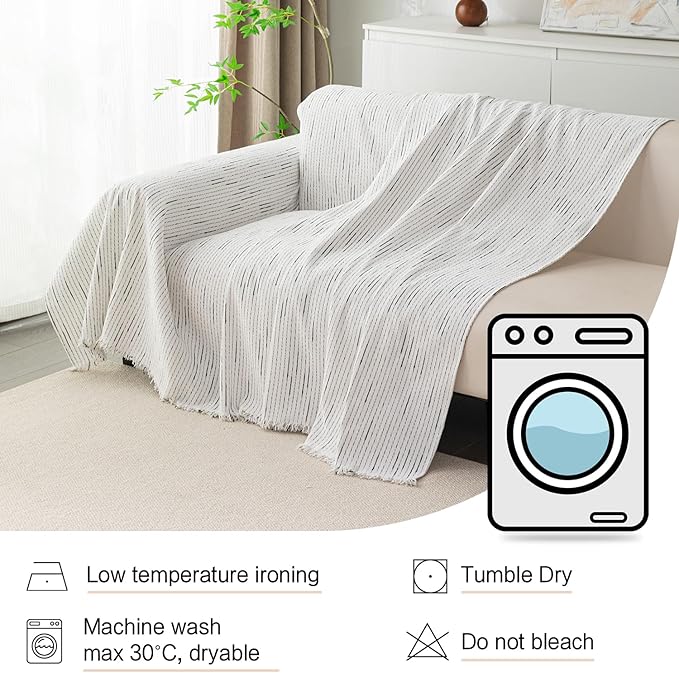 MYSKY HOME Boho Couch Cover White Sofa Covers