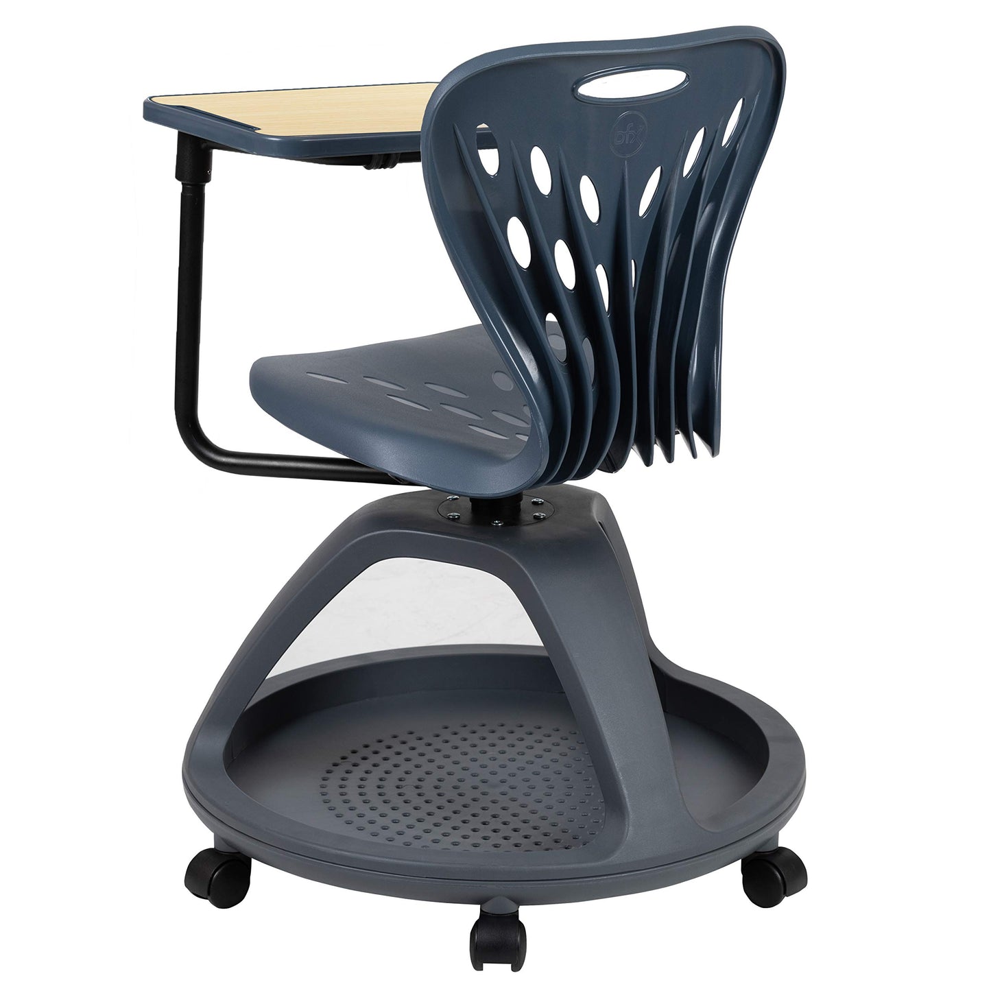 Flash Furniture Laikyn Dark Gray Mobile Desk Chair with 360 Degree Tablet Rotation and Under Seat Storage Cubby