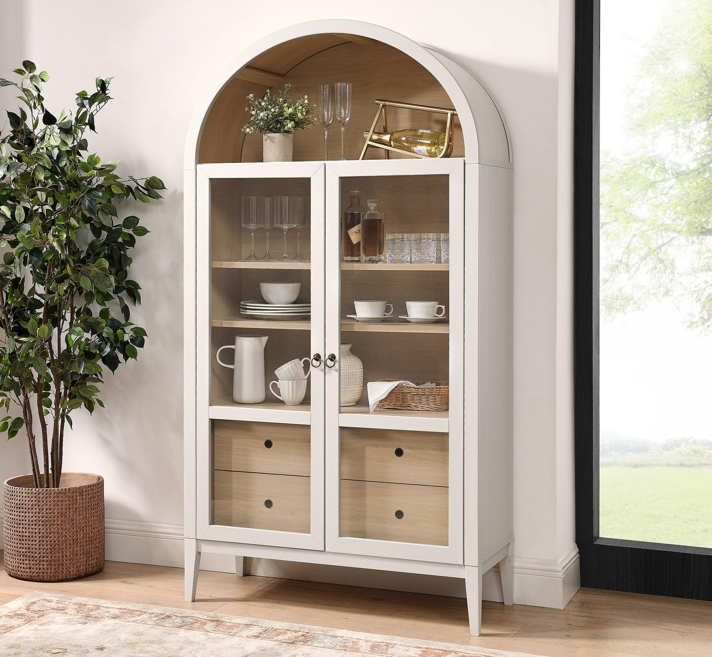 Modway Nolan Arched Storage Display Cabinet - Modern Accent Cabinet for Living Room, Dining Room