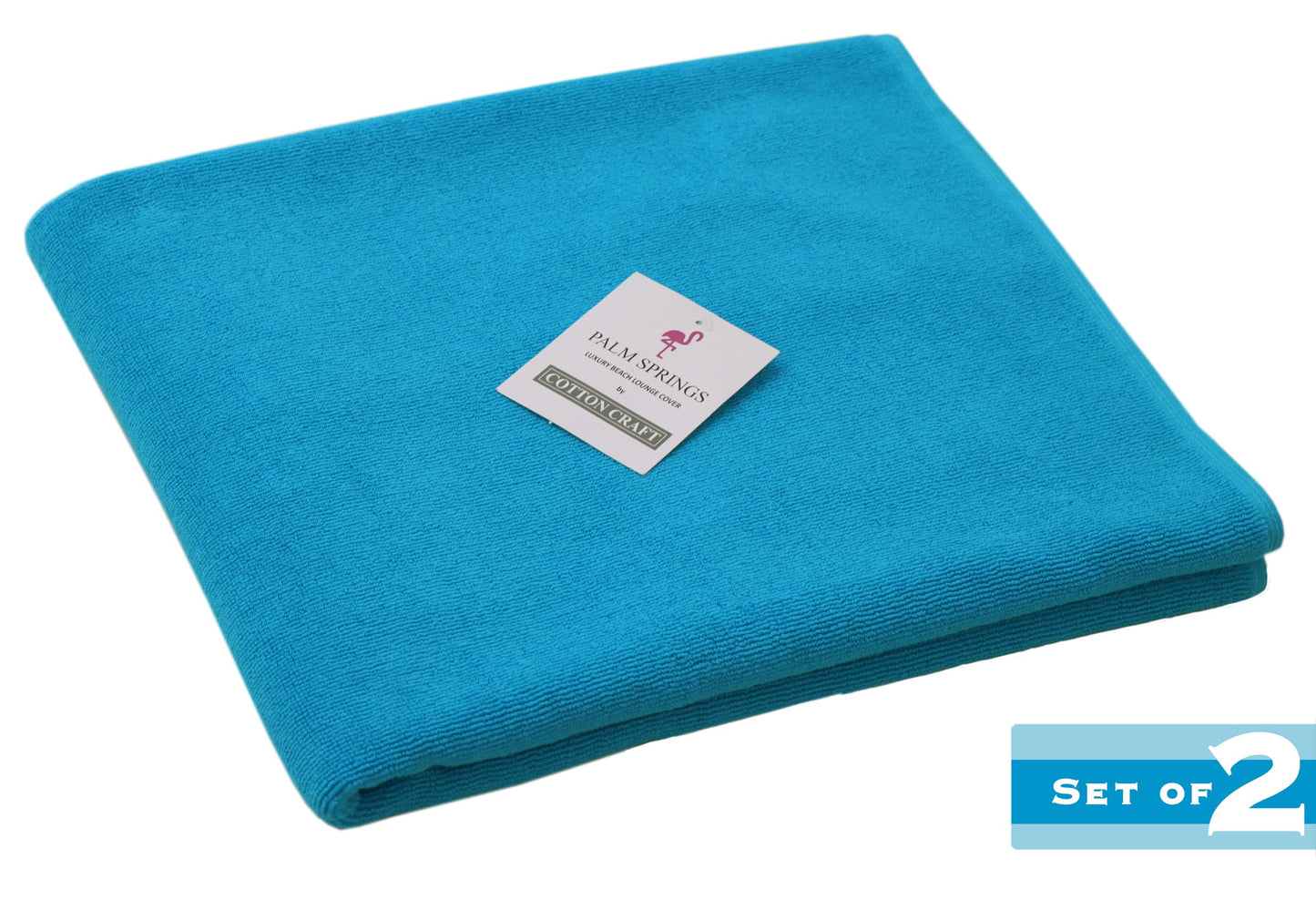 COTTON CRAFT Pool Lounge Chair Cover - 2 Pack - 100% Cotton - Soft Ringspun Terry Towel Spa Chaise Lounge Chair Cover - Beach Chair Cover - Oversized 32 in Wide x 82 in Length x 7 inch Pocket – Aqua