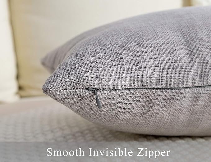 Stellhome Burlap Rectangle Throw Pillow Covers Solid Farmhouse Linen Pillowcase