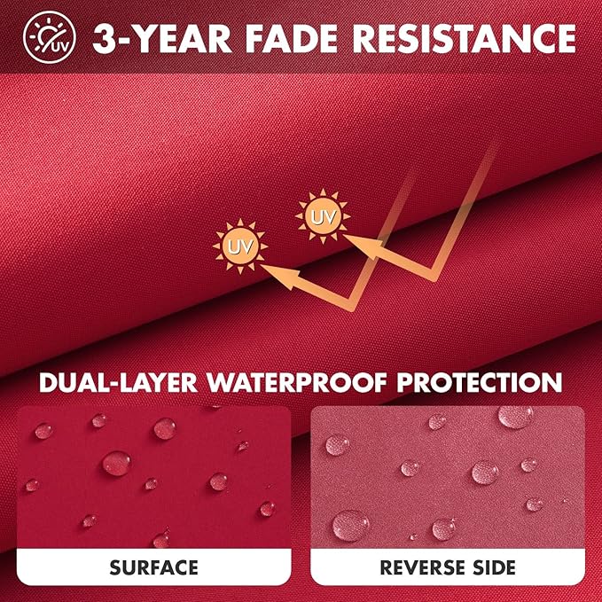 MIULEE Red Outdoor Seat Cushion 24x24 Inch Waterproof & 3 Year Fade Resistant