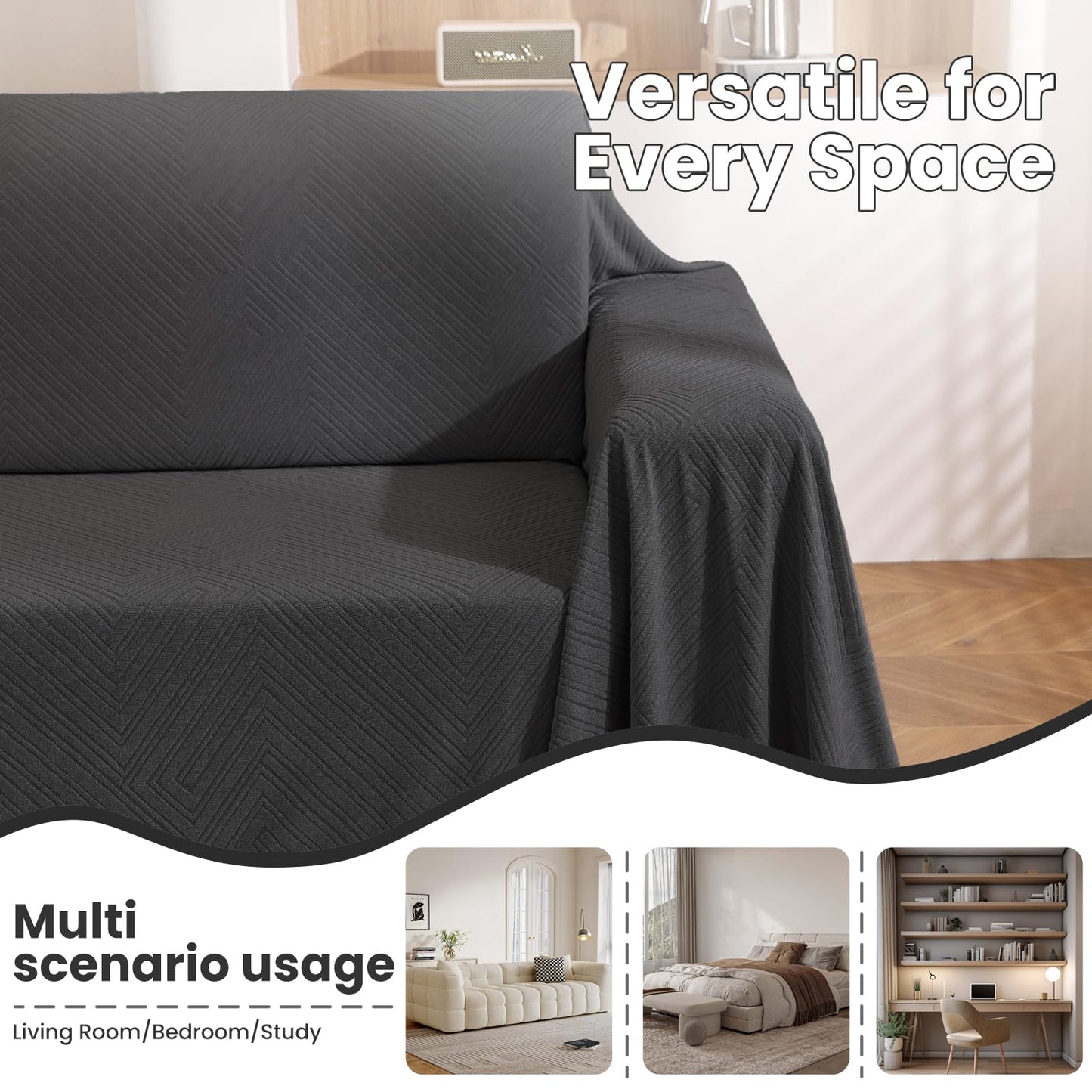 CYCMACO Sectional Couch Covers for Dogs 2 Pieces, Pet Couch Covers for Sectional Sofa, Washable L Shaped Couch Cover, Couch Blanket Furniture Protector (X-Large: 78" x 110" + 78" x 118", Dark Grey)