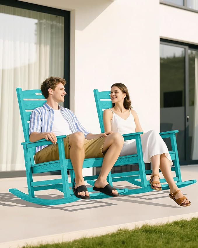 SERWALL Outdoor Rocking Chair, Oversized Rocking Chair