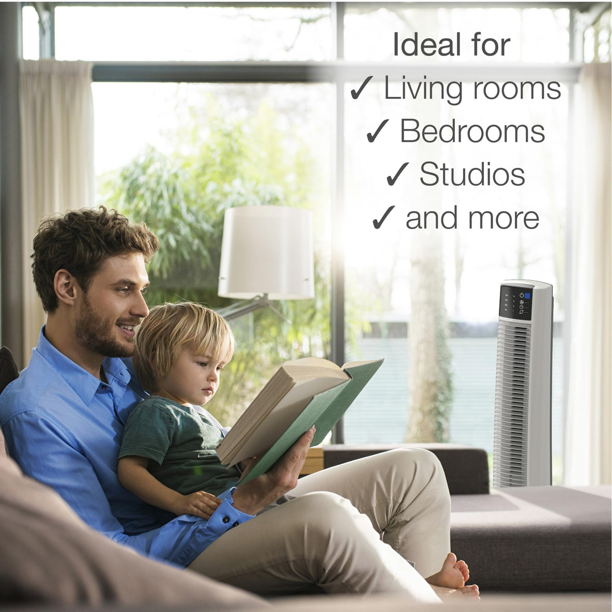 Lasko Oscillating Tower Fan with Remote Control - Tower Fan for Bedroom & Office, 4 Quiet Speeds, 38" White, T38400