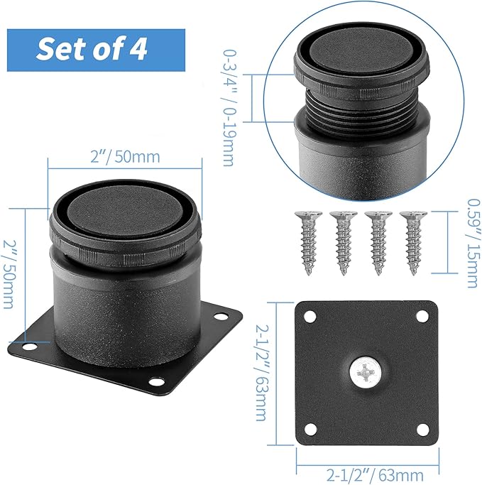 2 Inch Metal Furniture Legs Stainless Steel Adjustable Legs Black Metal Legs