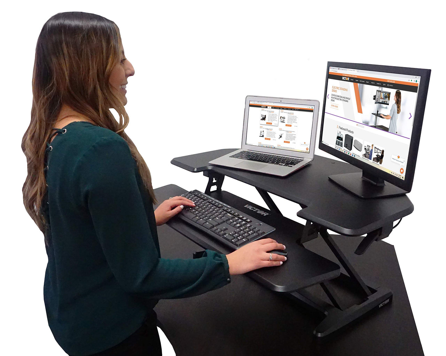 Square D Victor Technology DCX650 Adjustable Corner Standing Desk,36" W, Black