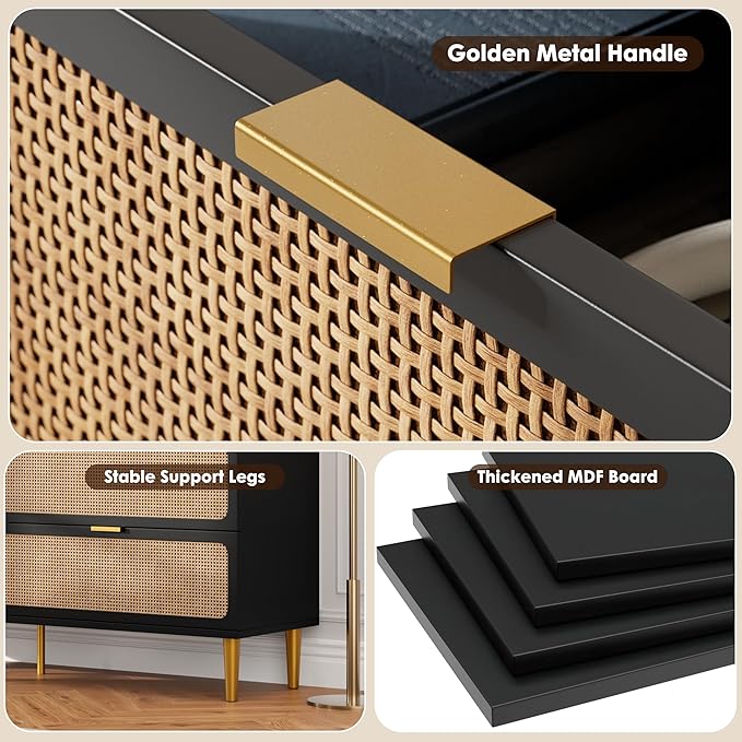 GarveeHome Rattan 9 Drawer Dressers