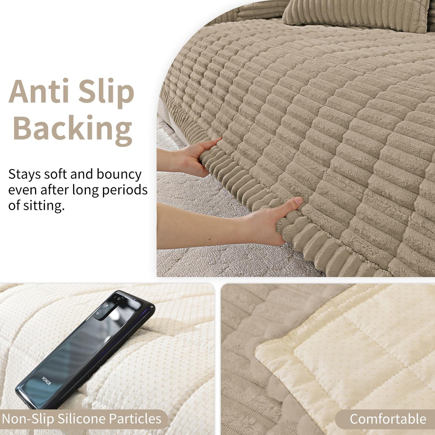 CYCMACO Fuzzy Pet Couch Covers for Dogs Washable, Thick Couch Covers for 2 Cushion Sofa Pet Friendly, Non Slip Plush Dog Couch Cover for for Sectional, Loveseat (Brown, 27.6" x 59")