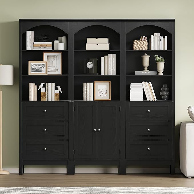 Bookshelf with Drawers, Floor Standing Display Storage Cabinet