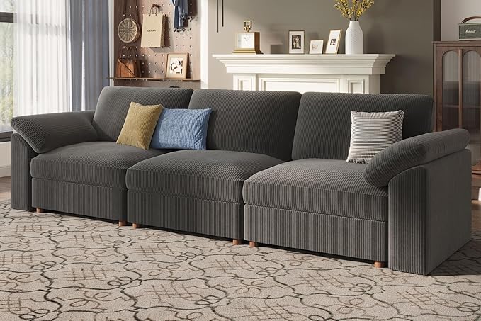 EASE MOOSE Sectional Modular Sofa, Comfty 3 Seat Cloud Couch, FSC Certified