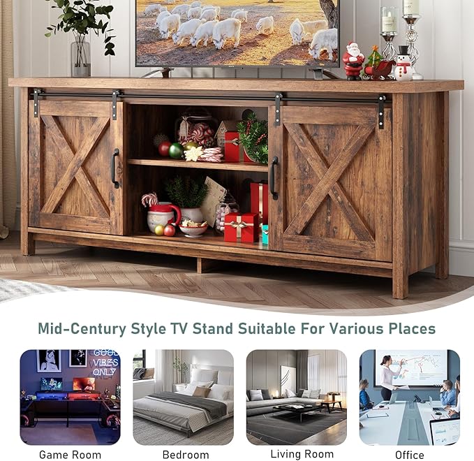 Farmhouse TV Stand for 55-65in TV