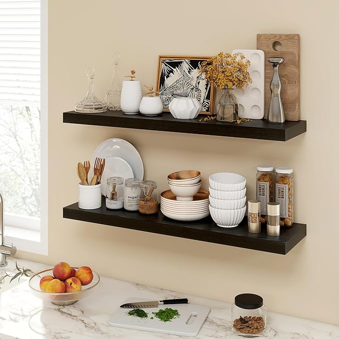 Acovy 36 Inch Floating Shelves, 9.3" Deep Floating Shelf Wall Mounted, Rustic