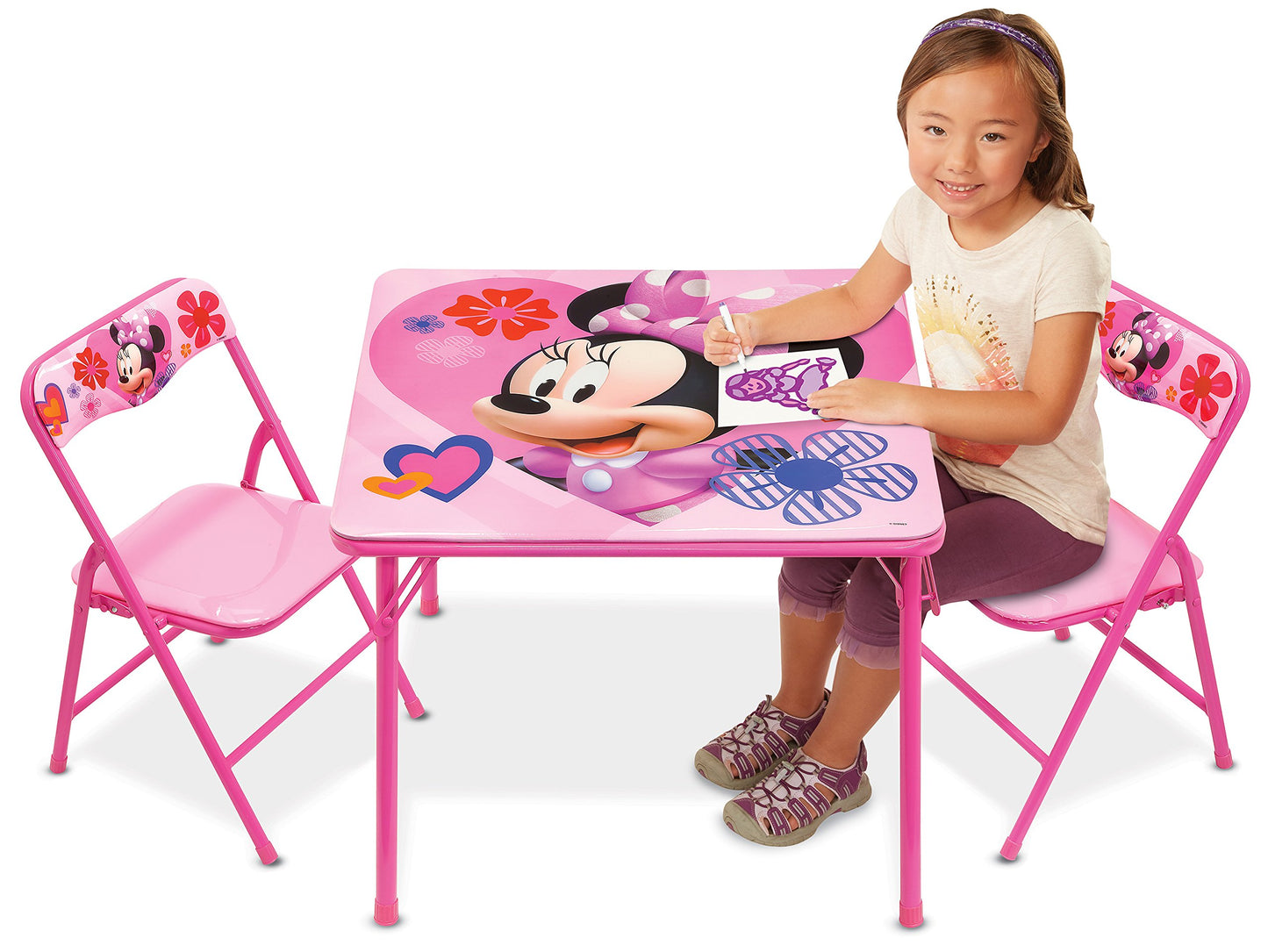 Minnie Mouse Activity Table Set with 2 Chairs for Girls Ages 3-7 Years Old