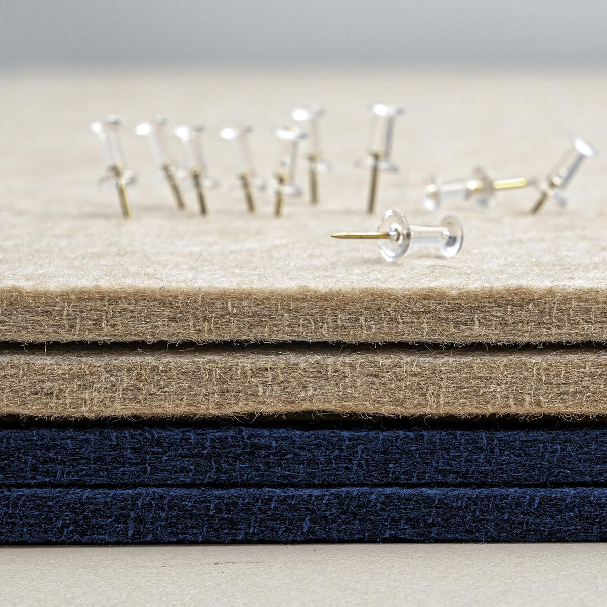 Large Bulletin Board - 48 x 36 Inches, Decorative Felt Pin Board for Wall - 4' x 3' Foldable Photo Display Board with Self-Adhesive Tape, Includes 20 Push Pins - Dark Blue
