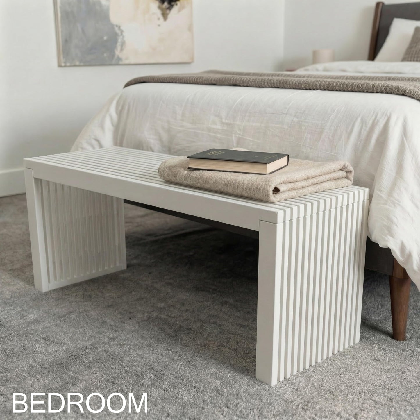 SWEVEN Bamboo Natural 36 inch Wooden Bench, Small Wood Benches for Entryway, Living & Dining Room, Kitchen, Bedroom, Bathroom, Hallway, Front Door Indoor & Outdoor Patio Use, Mid Century Modern Decor