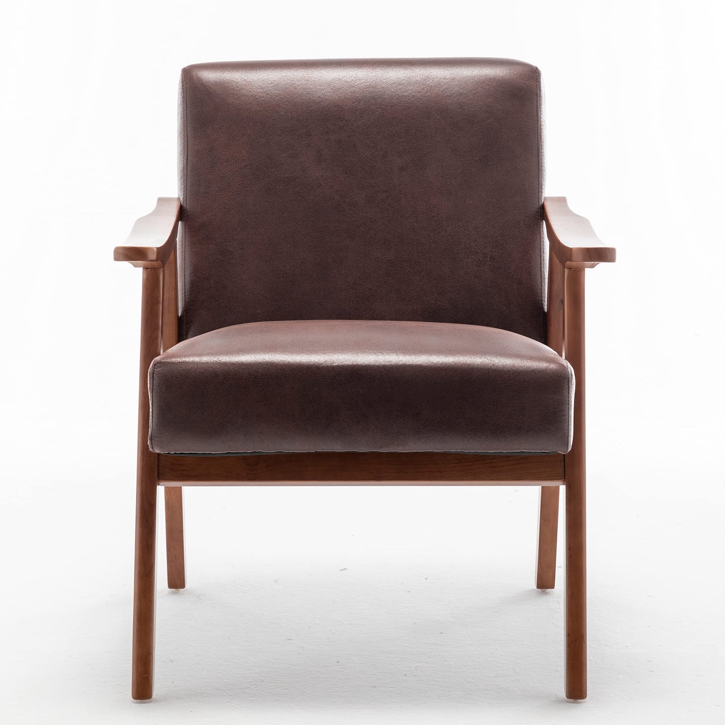 Container Furniture Direct Accent Chair with Microfiber Upholstery and Solid Wood Frame, Classic Mid-Century Modern Living Room Furniture for Extra Seating, Dark Brown
