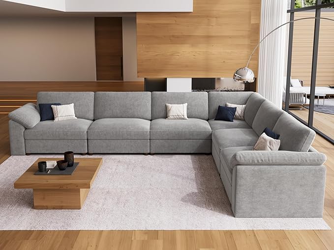 EASE MOOSE Oversized L Shape Sectional Couch, Extra Large Deep seat Gray