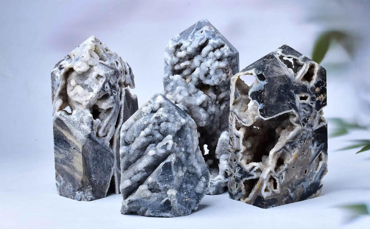 FZBHRO Large Sphalerite Geode Towers Crystal Point Obelisk Irregular Shape Healing Crystal Stone Wand Meditation Gift 0.8-1.3 Pound
