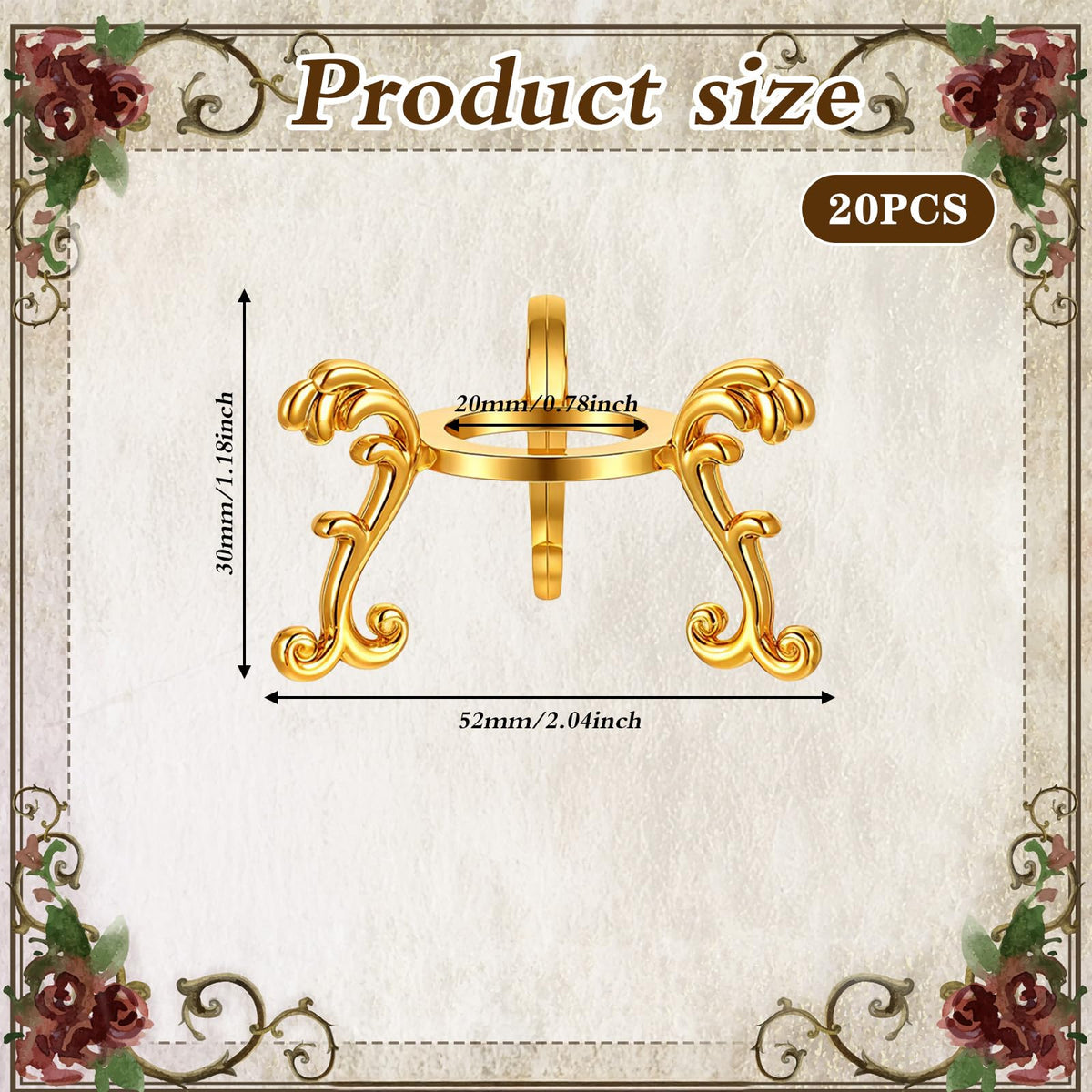MAQUITA 20 Pcs Gold Crystal Ball Stand for Displaying Crystal Glass and Natural Rocks, Sphere Display Holder for 40mm-80mm Sphere or Stone