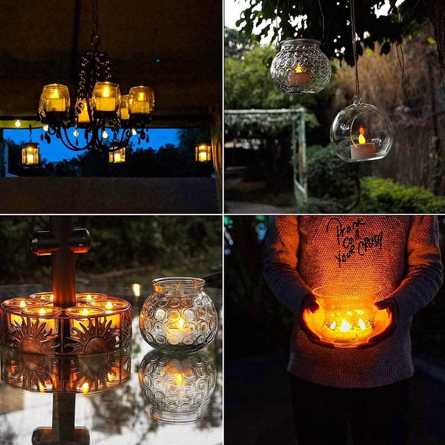 Solar Tea Lights Outdoor Waterproof - 12 Pack Flameless Flickering Solar Candles Reusable LED Tea Light Candles Rechargeable Dusk to Dawn Lighting for Lanterns Garden Camping Home Decor, 2.3''x2.1''