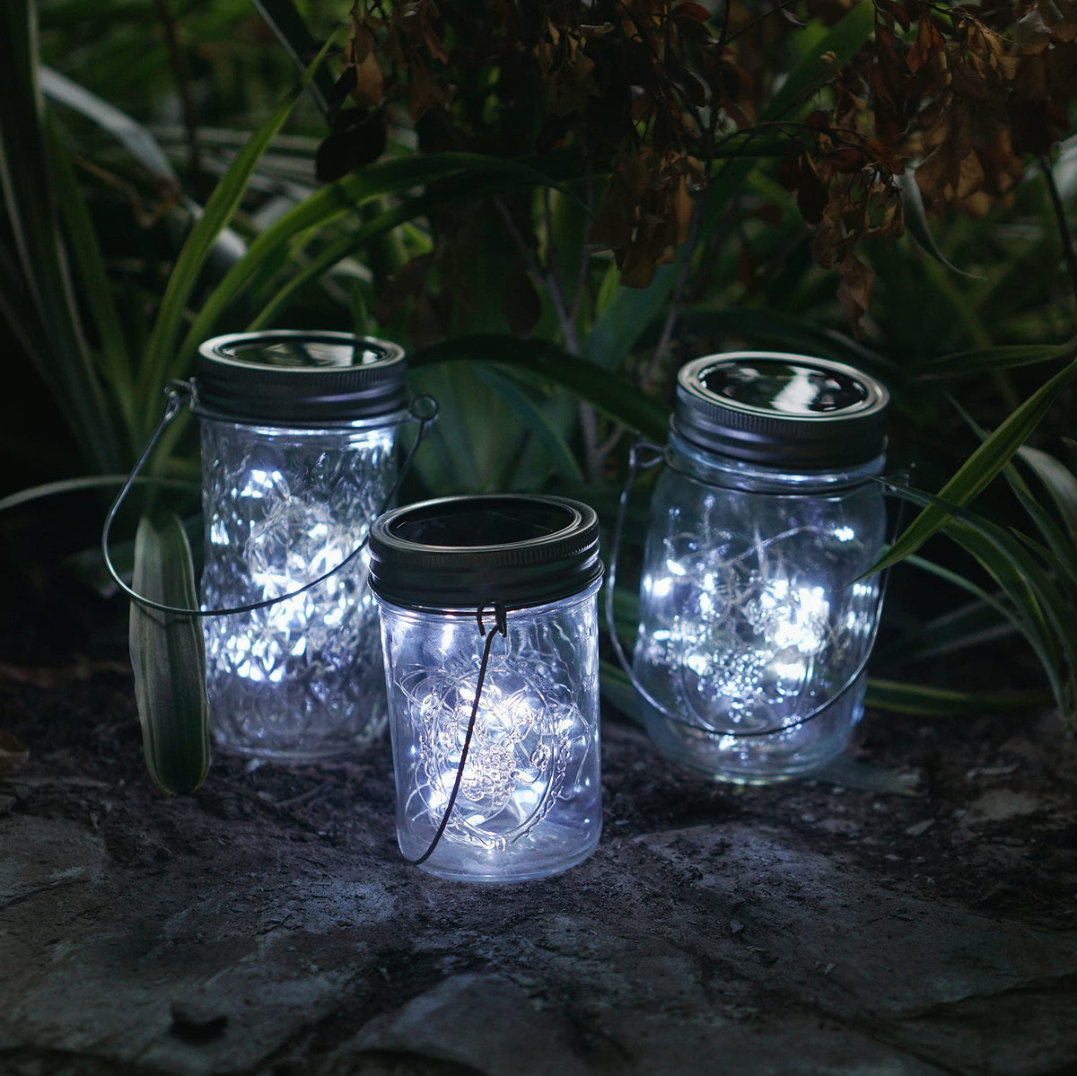 Decorman Solar Mason Jar Lid Lights, 6 Pack 10 LED Waterproof String Fairy Star Firefly Jar Lids Lights for Patio Garden Yard Lawn Party Wedding Christmas Decoration(Jars & Hangers Not Included)