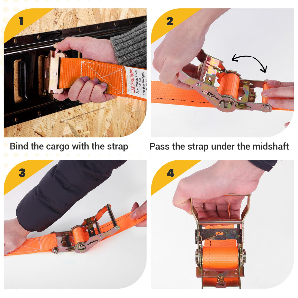 2" x 15 FT E-Track Ratchet Straps (10-Pack) - High Visibility Safety Tie Downs with E-Track Fittings, 4500 lbs Break Strength for Night Work & Enhanced Cargo Security in Trailers & Trucks-Orange