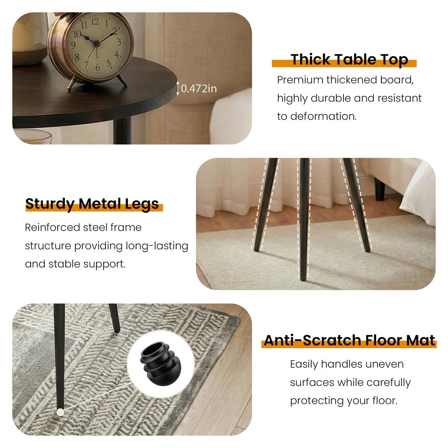 MWOOD Small End Table for Living Room, 2-Tier Round Side Accent Table, Compact Sofa Bedside Table Nightstand, Dark Weathered Expresso Walnut Wood Shelf for Bedroom Corner Small Spaces