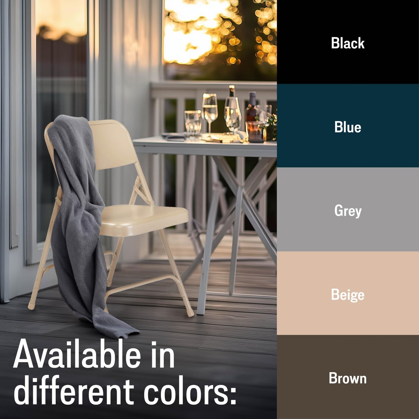 Steel Portable Folding Chairs by National Public Seating – 200 Series Premium Heavy-Duty Foldable Chairs for Indoor & Outdoor, Set of 4 – Comfortable, Durable, Institutional-Grade, Brown